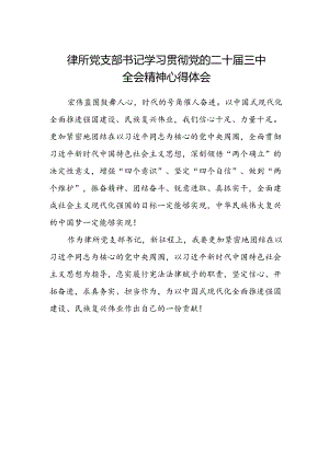 律所党支部书记学习贯彻党的二十届三中全会精神心得体会.docx