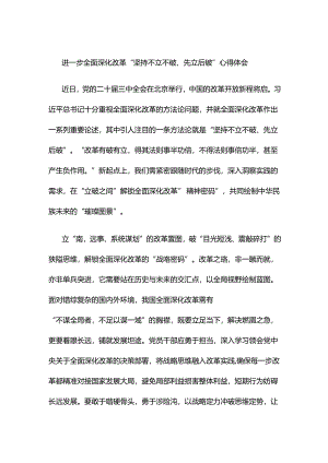 进一步全面深化改革“坚持不立不破、先立后破”心得体会.docx