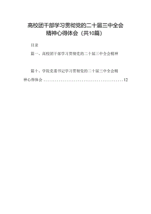 高校团干部学习贯彻党的二十届三中全会精神心得体会10篇供参考.docx