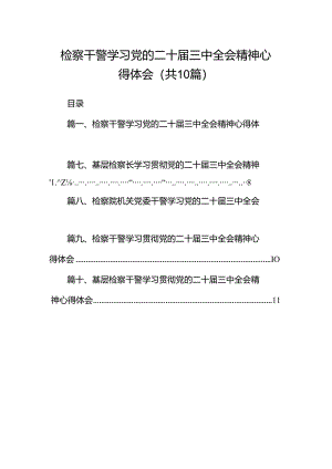 检察干警学习党的二十届三中全会精神心得体会十篇（精选）.docx