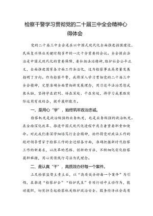 检察干警学习贯彻党的二十届三中全会精神心得体会范本.docx