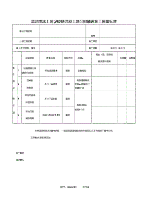 旱地或冰上铺设铰链混凝土块沉排铺设施工质量标准.docx