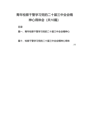青年检察干警学习党的二十届三中全会精神心得体会（共10篇）.docx