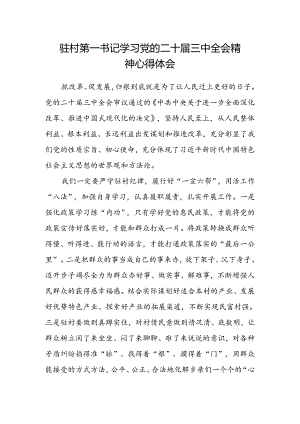 驻村第一书记学习党的二十届三中全会精神心得体会.docx