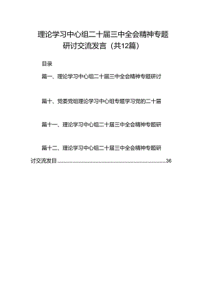 理论学习中心组二十届三中全会精神专题研讨交流发言(精选12篇合集).docx