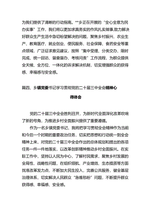 镇党委书记学习贯彻党的二十届三中全会精神心得体会（共10篇）汇编.docx