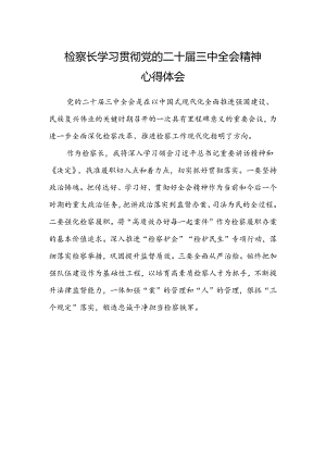 检察长学习贯彻党的二十届三中全会精神心得体会.docx