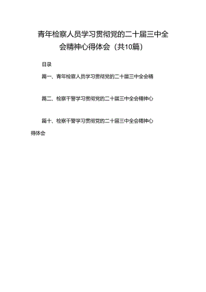 青年检察人员学习贯彻党的二十届三中全会精神心得体会10篇（最新版）.docx