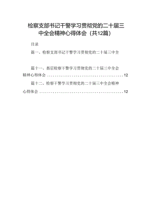 检察支部书记干警学习贯彻党的二十届三中全会精神心得体会12篇（精选）.docx