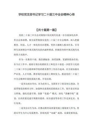 （10篇）学校党支部书记学习二十届三中全会精神心得体会.docx
