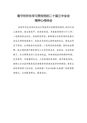 看守所所长学习贯彻党的二十届三中全会精神心得体会.docx