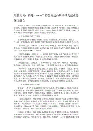 经验交流：构建“1+4N+6”特色党建品牌助推党建业务深度融合.docx