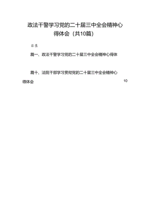 政法干警学习党的二十届三中全会精神心得体会10篇（精选版）.docx