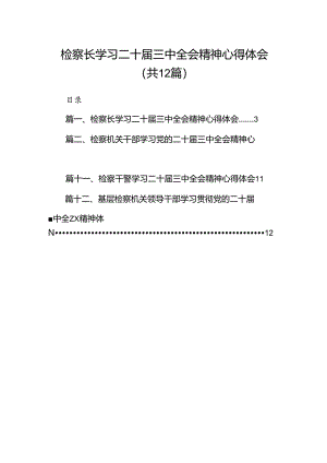 检察长学习二十届三中全会精神心得体会12篇（详细版）.docx