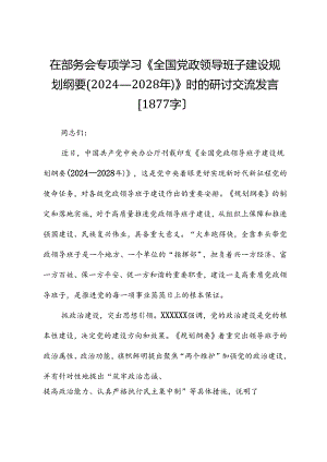 组织部《全国党政领导班子建设规划纲要(2024—2028年)》时的研讨交流发言.docx