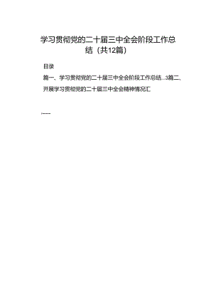 （12篇）学习贯彻党的二十届三中全会阶段工作总结（详细版）.docx