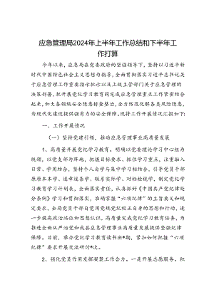 应急管理局2024年上半年工作总结和下半年工作打算.docx