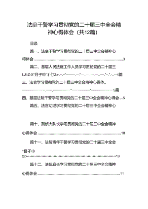 法庭干警学习贯彻党的二十届三中全会精神心得体会（共12篇）.docx