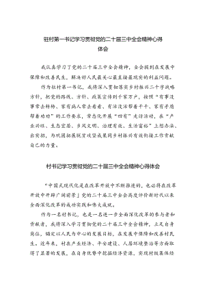 驻村第一书记学习贯彻党的二十届三中全会精神心得体会5篇（详细版）.docx