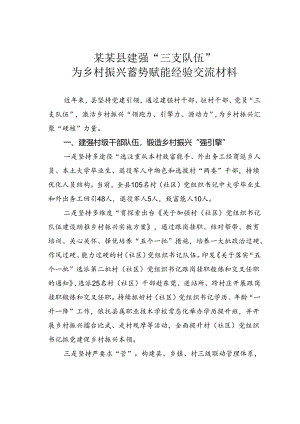 某某县建强“三支队伍”为乡村振兴蓄势赋能经验交流材料.docx