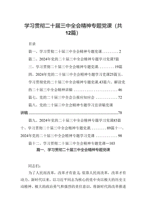 （12篇）学习贯彻二十届三中全会精神专题党课最新精选版.docx