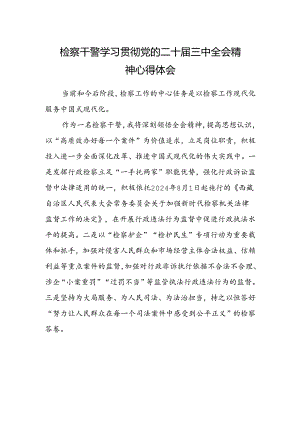 检察干警学习贯彻党的二十届三中全会精神心得体会最新.docx