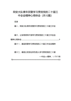 网安大队青年民警学习贯彻党的二十届三中全会精神心得体会12篇供参考.docx