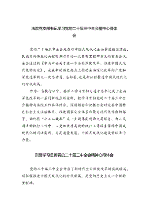 法院党支部书记学习党的二十届三中全会精神心得体会8篇（精选版）.docx