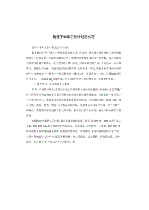 销售下半年工作计划怎么写.docx