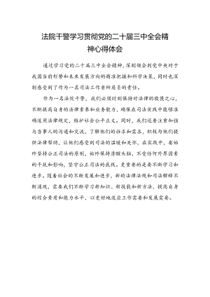 法院干警学习贯彻党的二十届三中全会精神心得体会范文.docx