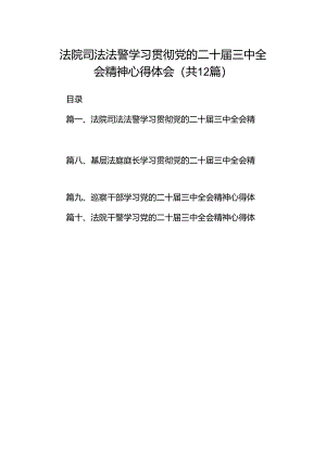法院司法法警学习贯彻党的二十届三中全会精神心得体会（共12篇）.docx