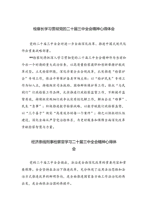 检察长学习贯彻党的二十届三中全会精神心得体会范文5篇（精选版）.docx