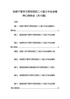 （10篇）检察干警学习贯彻党的二十届三中全会精神心得体会.docx