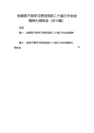检察院干部学习贯彻党的二十届三中全会精神心得体会10篇（详细版）.docx