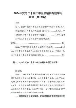 （12篇）2024年党的二十届三中全会精神专题学习党课通用精选.docx