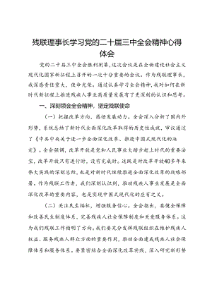 残联理事长学习党的二十届三中全会精神心得体会.docx