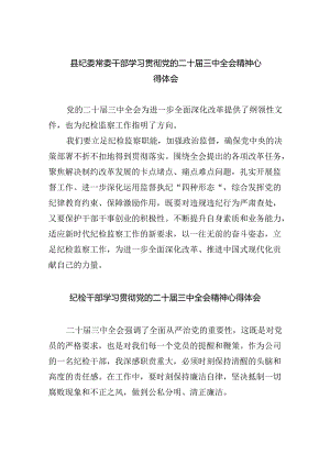 纪委书记纪委监委干部学习二十届三中全会精神心得体会研讨发言8篇（详细版）.docx