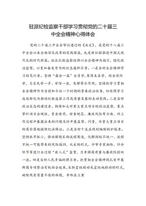 驻派纪检监察干部学习贯彻党的二十届三中全会精神心得体会 .docx