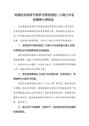 检察机关领导干部学习贯彻党的二十届三中全会精神心得体会.docx