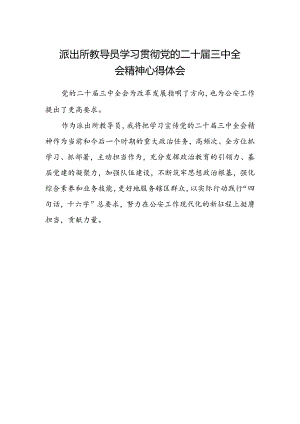派出所教导员学习贯彻党的二十届三中全会精神心得体会.docx