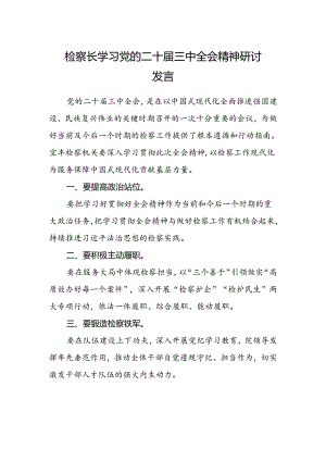 检察长学习党的二十届三中全会精神研讨发言.docx