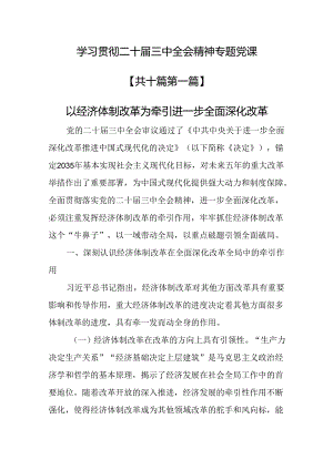 （10篇）学习贯彻二十届三中全会精神专题党课.docx
