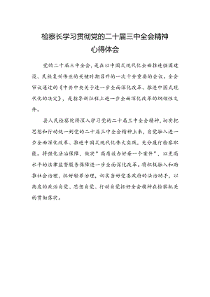 检察长学习贯彻党的二十届三中全会精神心得体会.docx