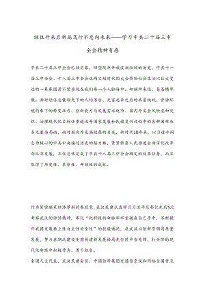 继往开来启新篇 笃行不怠向未来——学习中共二十届三中全会精神有感.docx