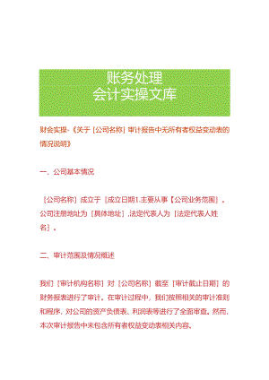 财会实操-《公司审计报告中无所有者权益变动表的情况说明》.docx