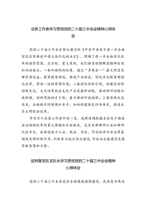 法务工作者学习贯彻党的二十届三中全会精神心得体会（共8篇）.docx