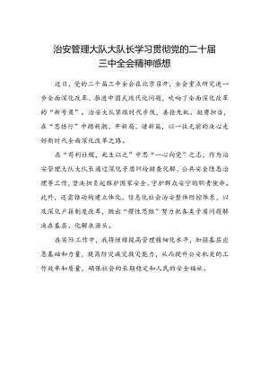 治安管理大队大队长学习贯彻党的二十届三中全会精神感想.docx