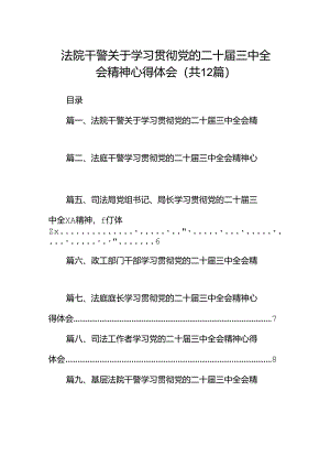 法院干警关于学习贯彻党的二十届三中全会精神心得体会12篇供参考.docx