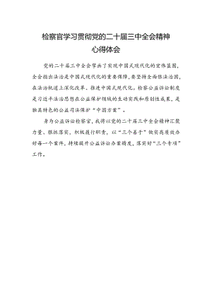 检察官学习贯彻党的二十届三中全会精神心得体会 .docx