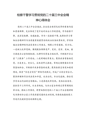 检察干警学习贯彻党的二十届三中全会精神心得体会.docx
